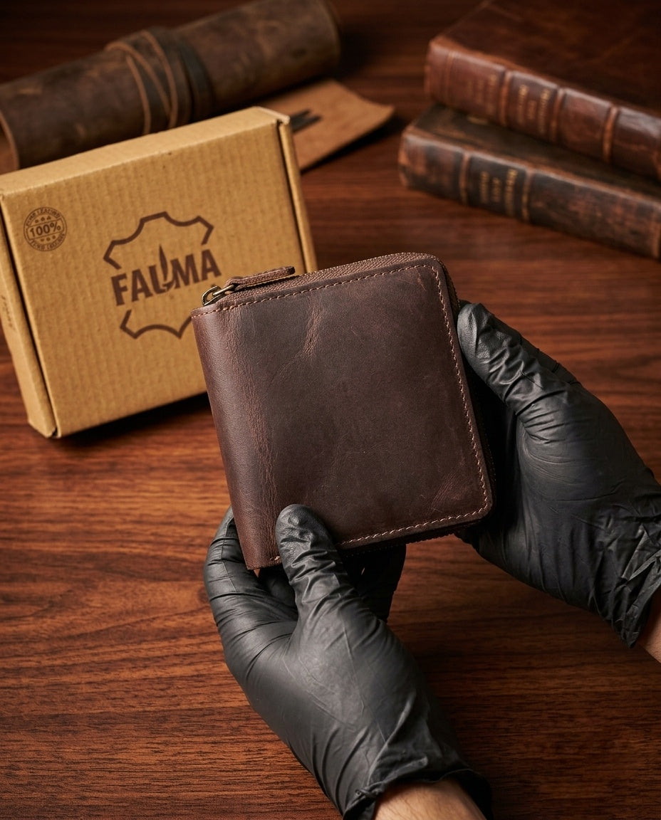 Premium Handcrafted Genuine Leather Trifold Wallet | Slim Vintage Pocket Wallet for Men