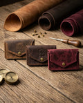 FAUMA Burgundy Pebbled Leather Envelope Card Wallet