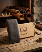 FAUMA Classic Brown Leather Long Bifold Wallet