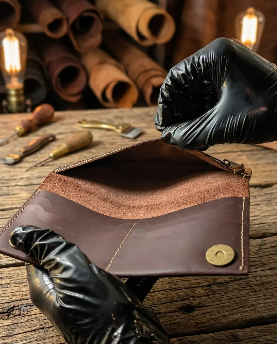 FAUMA Classic Brown Leather Long Bifold Wallet