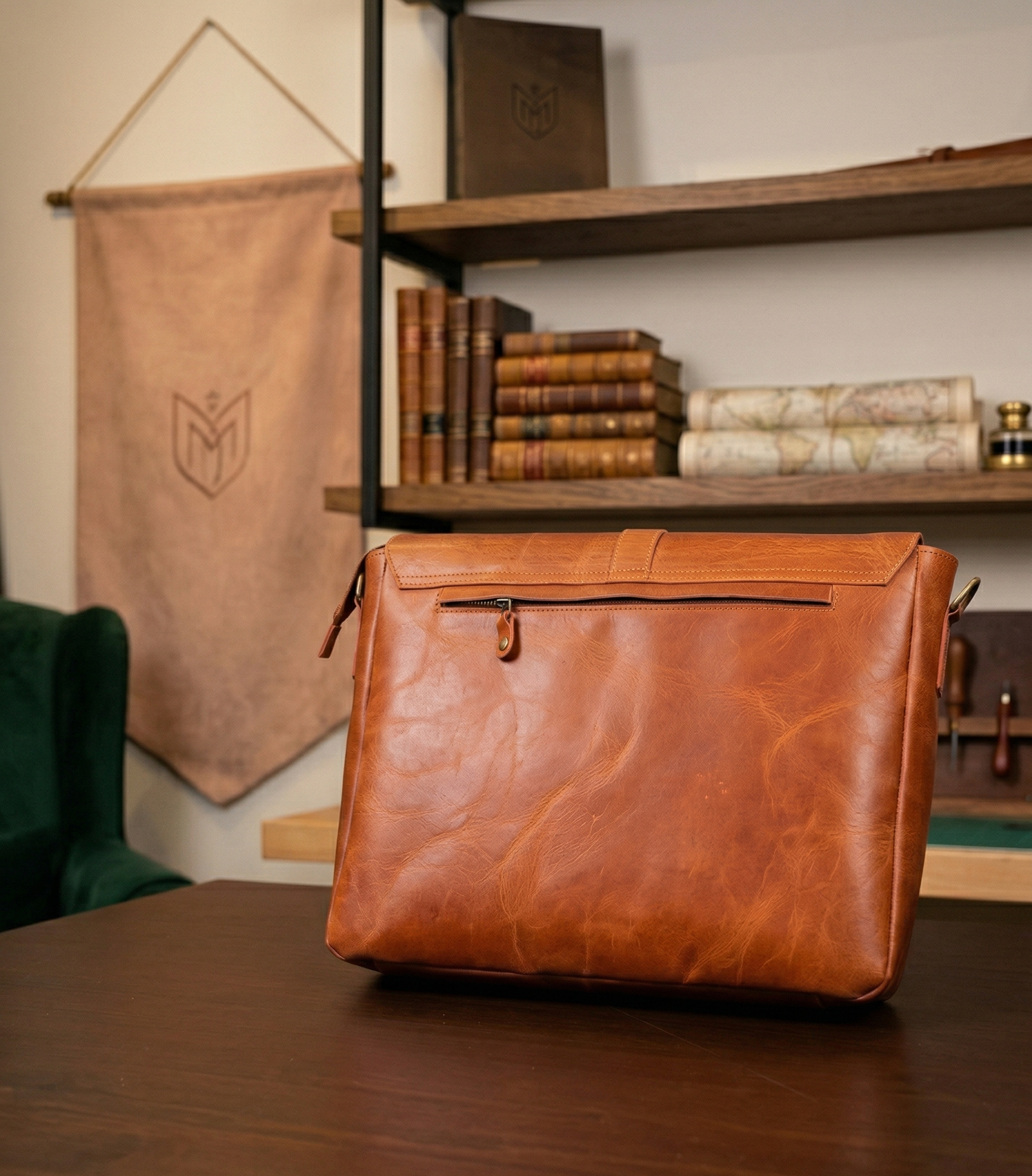 Handcrafted Heritage Leather Messenger Bag | Artisan Woven Front with Multiple Utility Pockets | Premium Crossbody Satchel for Travel & Work