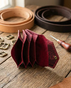 FAUMA Burgundy Pebbled Leather Envelope Card Wallet