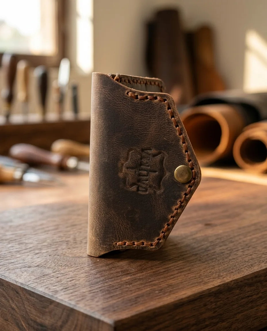 FAUMA Burgundy Pebbled Leather Envelope Card Wallet