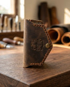 FAUMA Burgundy Pebbled Leather Envelope Card Wallet