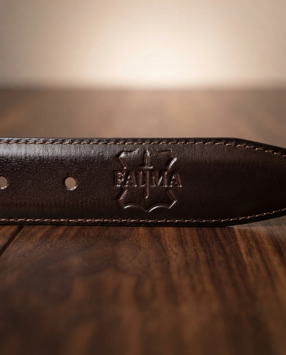 FAUMA Reversible Black & Brown Leather Belt with Rotating Buckle