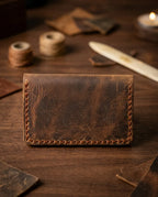 FAUMA Burgundy Pebbled Leather Envelope Card Wallet