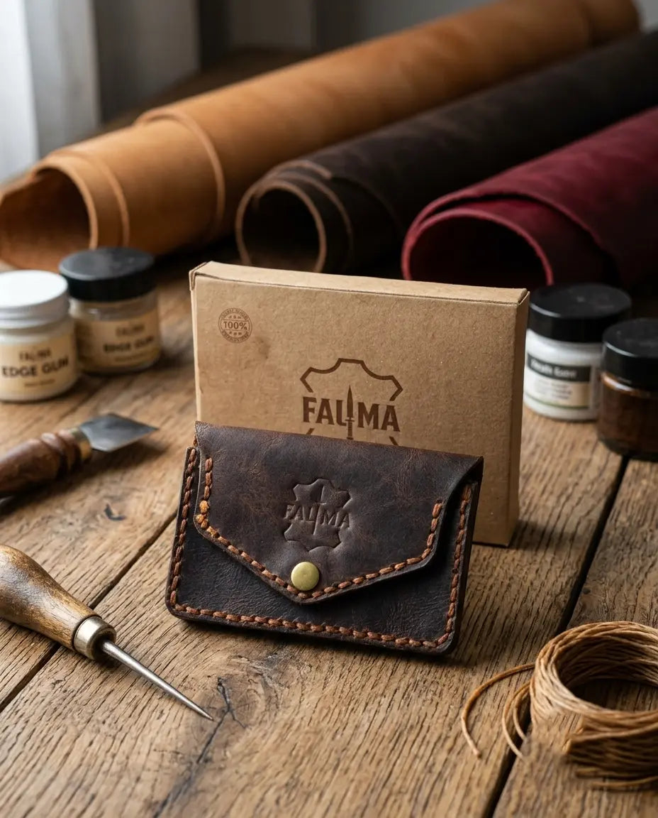 FAUMA Burgundy Pebbled Leather Envelope Card Wallet