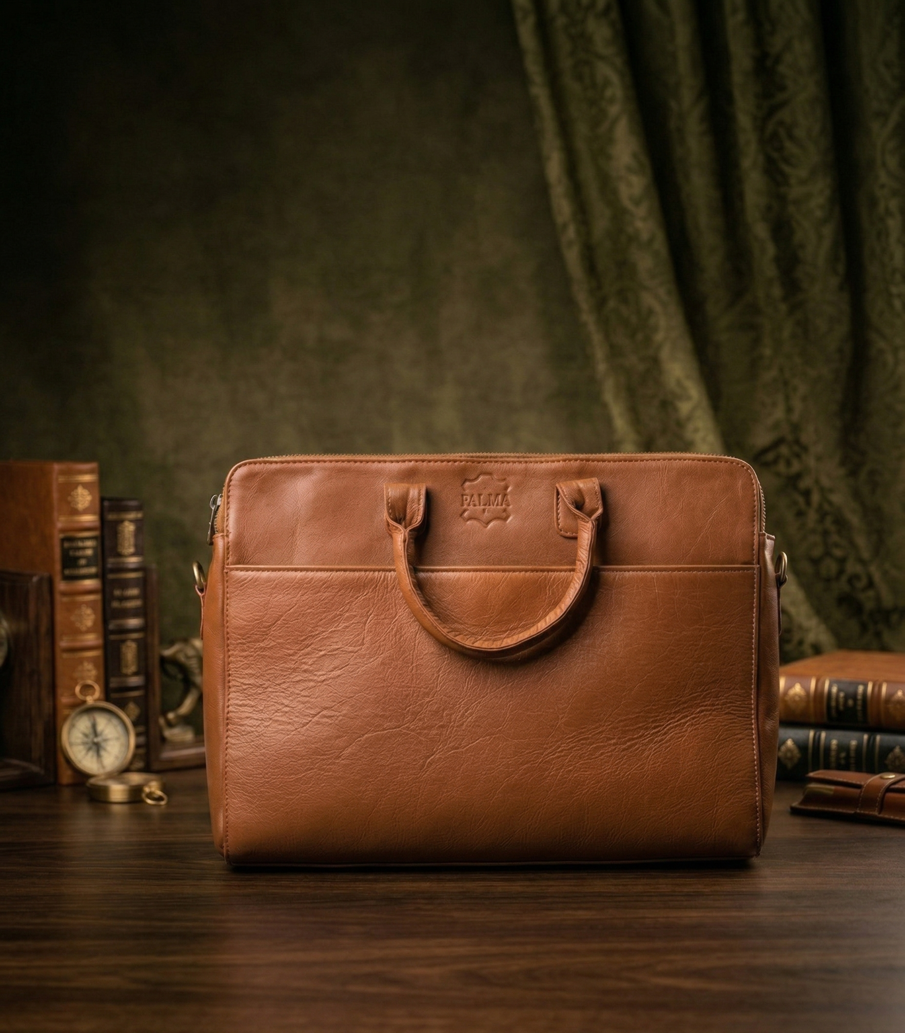 Premium Unisex Genuine Leather Briefcase - Slim Laptop Messenger Bag & Business Professional Crossbody Shoulder Bag (Black)