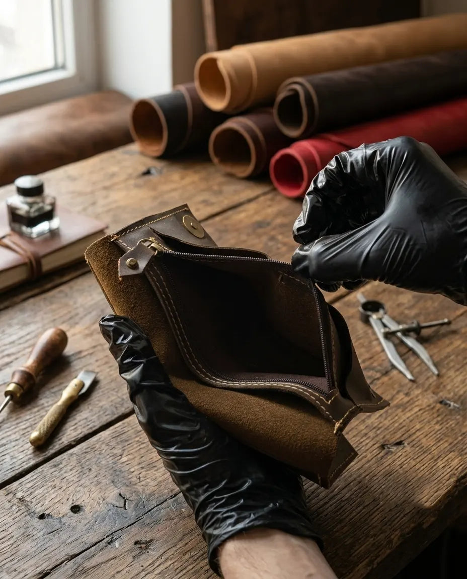 FAUMA Classic Brown Leather Long Bifold Wallet