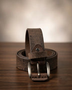 FAUMA Dark Brown Pebbled Leather Belt with Double-Prong Buckle