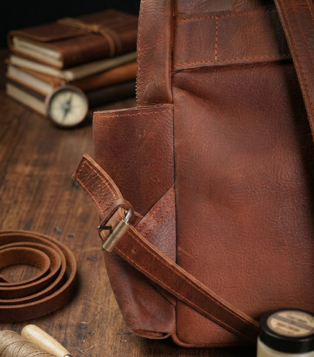 Handcrafted Vintage Genuine Leather Backpack | Minimalist Daily Travel Bag