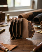 FAUMA Burgundy Pebbled Leather Envelope Card Wallet