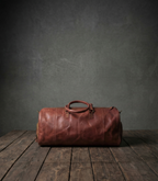 Premium Handcrafted Genuine Leather Duffel Bag - Large Travel Carry-on Gym Bag (Brown)