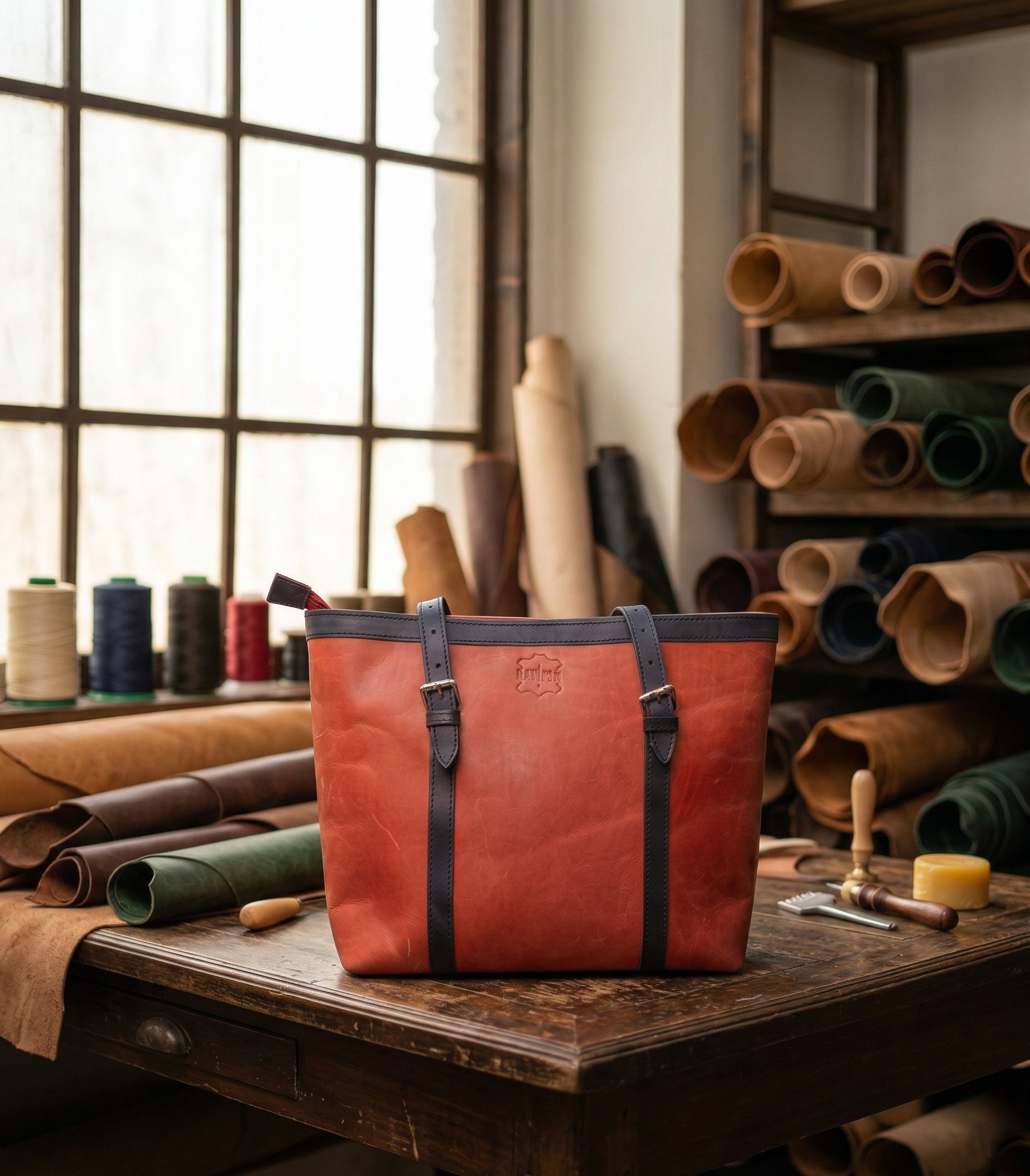Handcrafted Two-Tone Genuine Leather Tote Bag | Chic Everyday Carry
