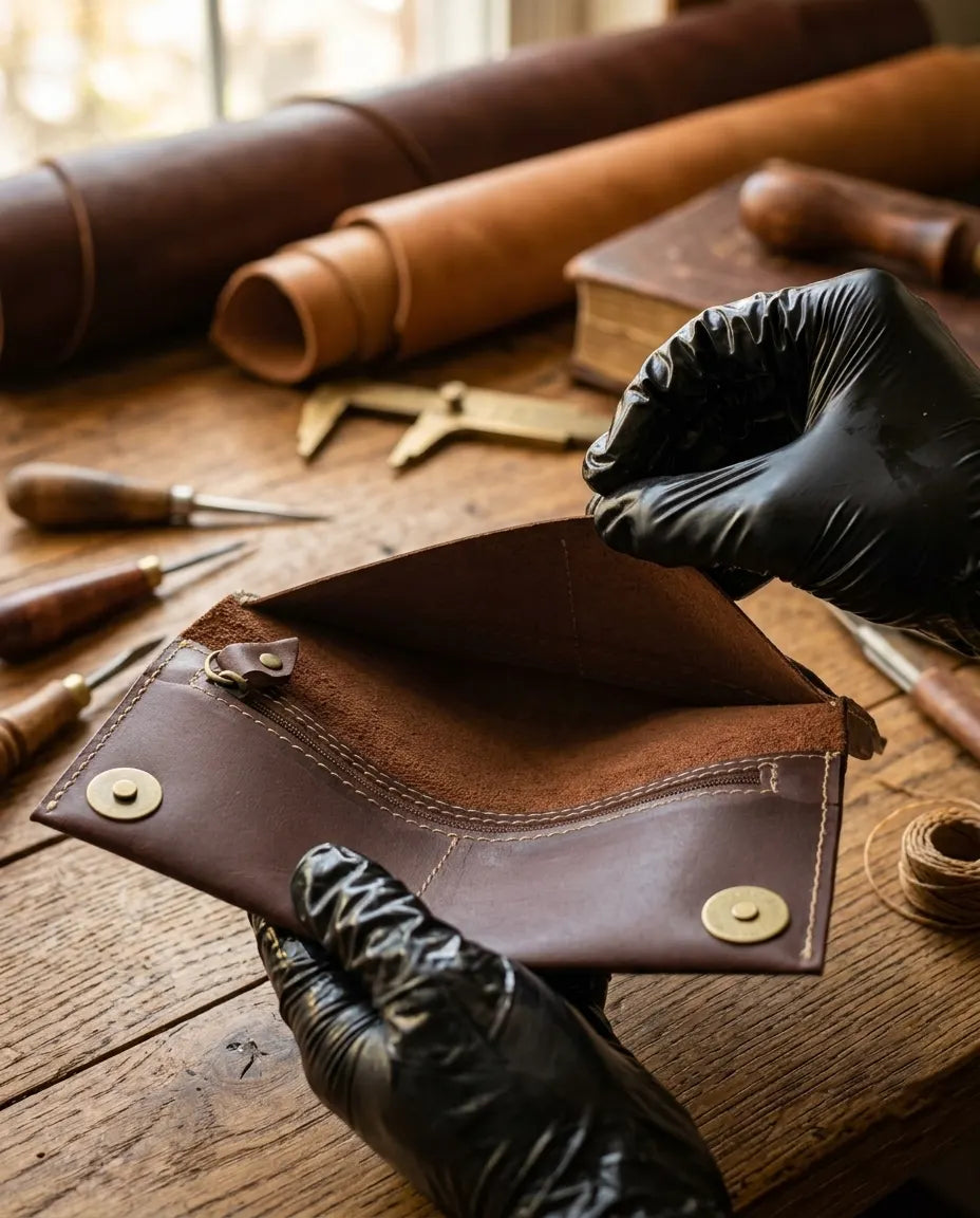 FAUMA Classic Brown Leather Long Bifold Wallet