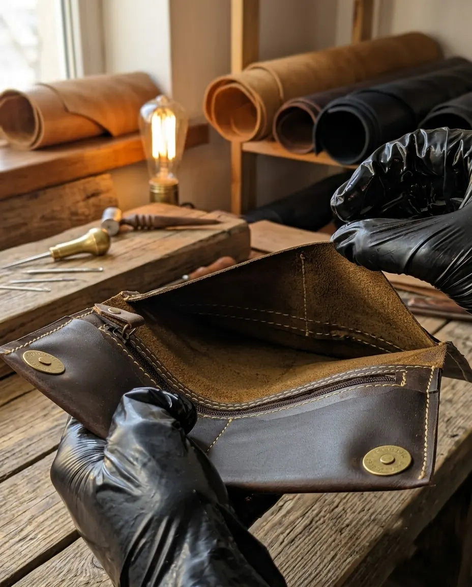 FAUMA Classic Brown Leather Long Bifold Wallet