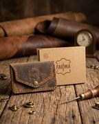 FAUMA Burgundy Pebbled Leather Envelope Card Wallet