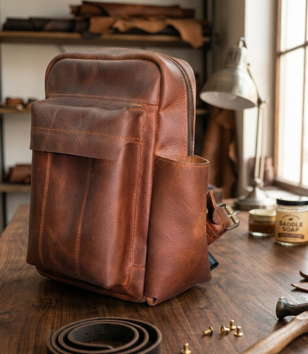 Handcrafted Vintage Genuine Leather Backpack | Minimalist Daily Travel Bag