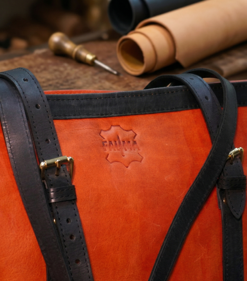 Handcrafted Two-Tone Genuine Leather Tote Bag | Chic Everyday Carry