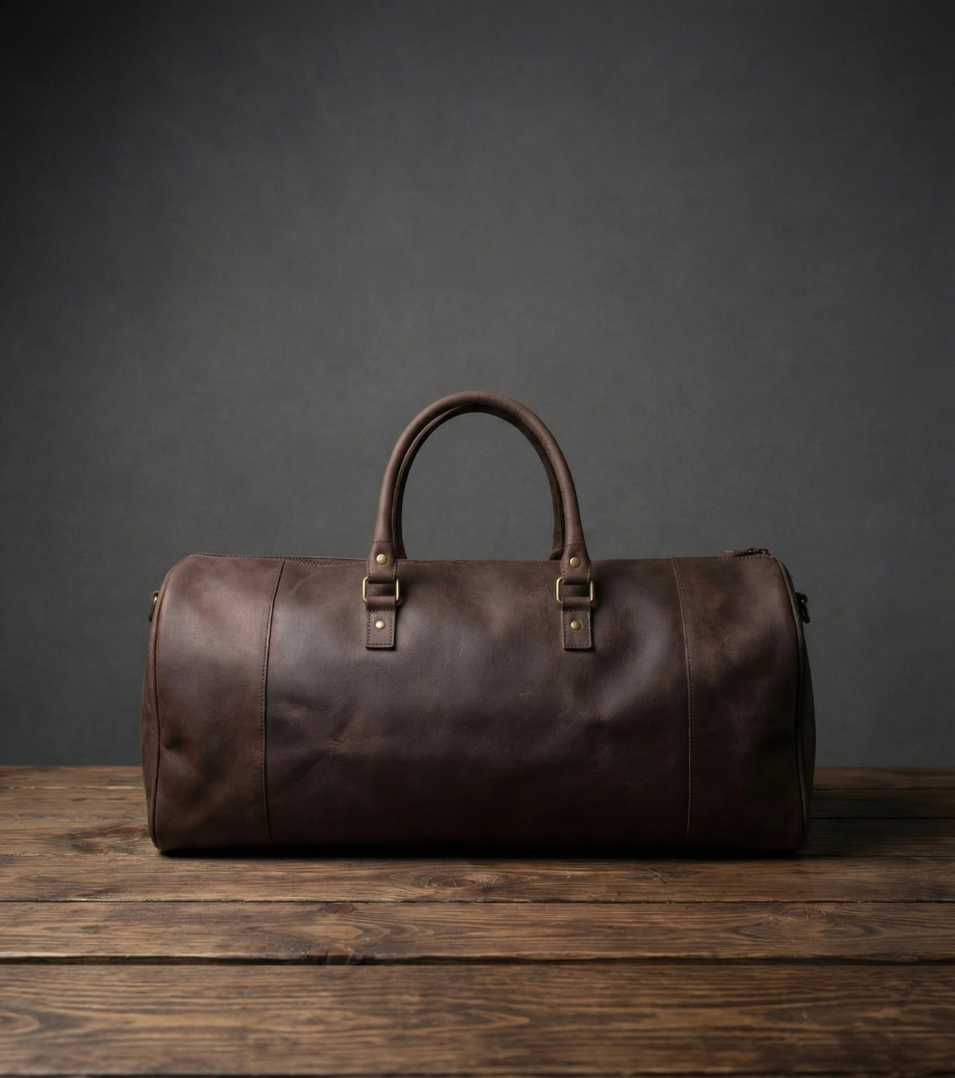 Premium Handcrafted Genuine Leather Duffel Bag - Large Travel Carry-on Gym Bag (Brown)