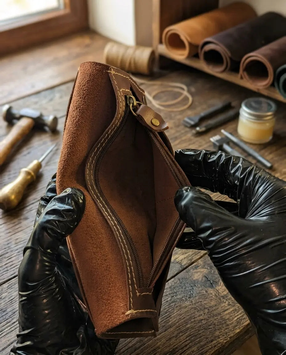 FAUMA Classic Brown Leather Long Bifold Wallet