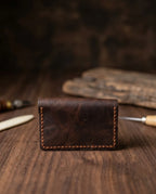 FAUMA Burgundy Pebbled Leather Envelope Card Wallet