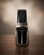 FAUMA Reversible Black & Brown Leather Belt with Rotating Buckle