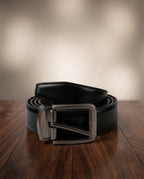 FAUMA Reversible Black & Brown Leather Belt with Rotating Buckle