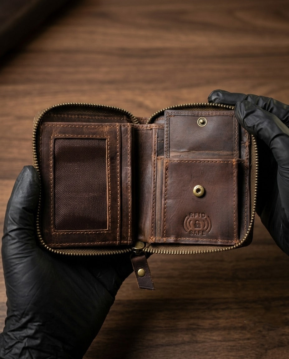 Premium Handcrafted Genuine Leather Trifold Wallet | Slim Vintage Pocket Wallet for Men