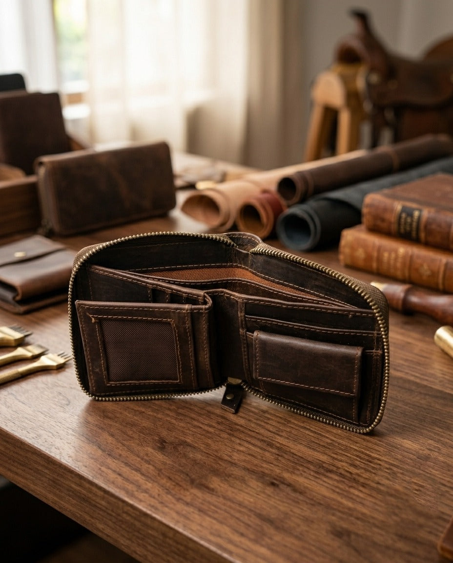 Premium Handcrafted Genuine Leather Trifold Wallet | Slim Vintage Pocket Wallet for Men