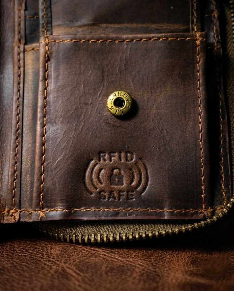 Premium Handcrafted Genuine Leather Trifold Wallet | Slim Vintage Pocket Wallet for Men