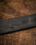 FAUMA Black Leather Belt with Silver Double-Loop Buckle