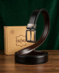 FAUMA Reversible Black & Brown Leather Belt with Rotating Buckle