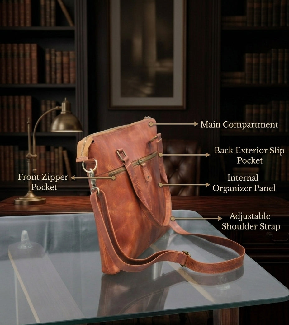 Heritage Vintage Leather Laptop Bag – Rugged Messenger Briefcase for Men
