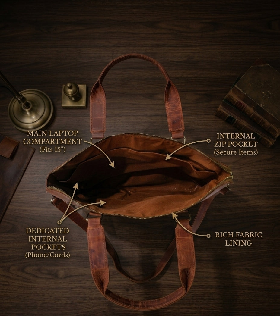Heritage Vintage Leather Laptop Bag – Rugged Messenger Briefcase for Men