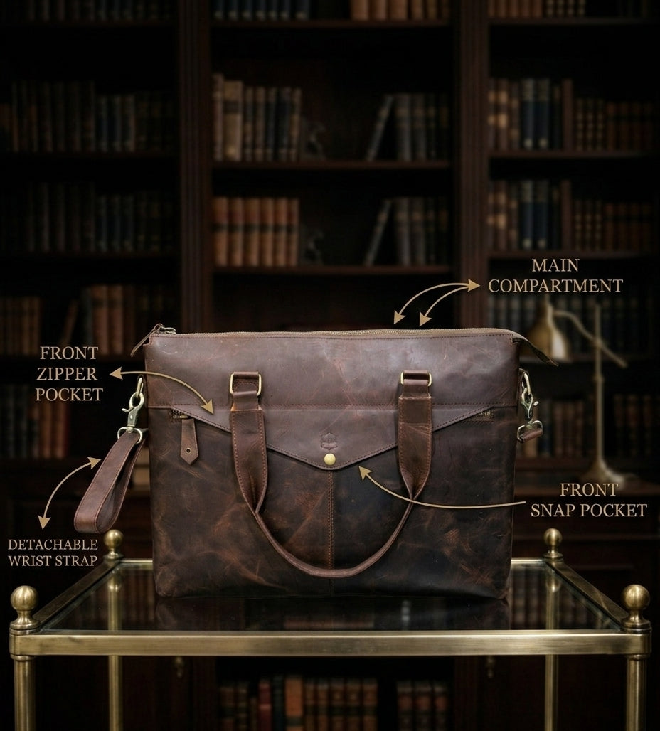 Heritage Vintage Leather Laptop Bag – Rugged Messenger Briefcase for Men