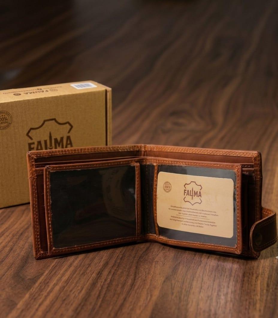 Classic Handcrafted Genuine Leather Bi-Fold Wallet with Secure Snap Closure