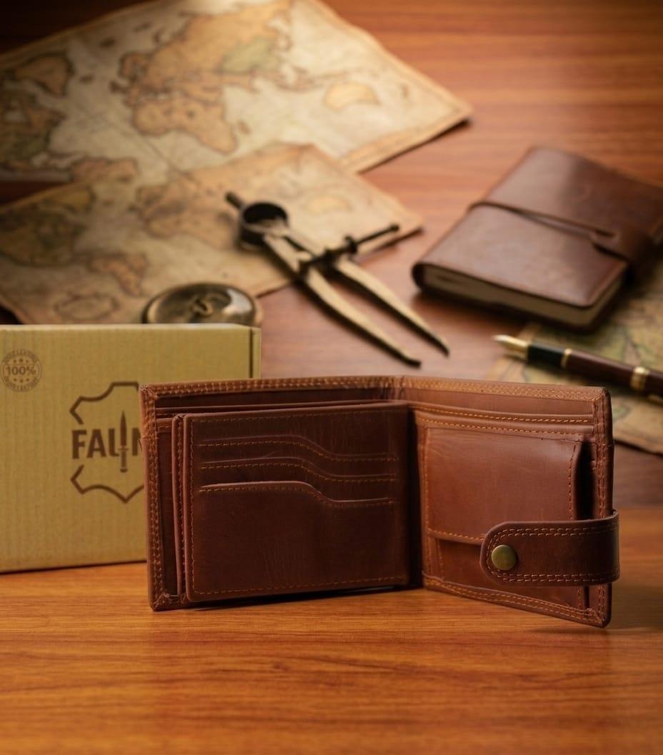 Classic Handcrafted Genuine Leather Bi-Fold Wallet with Secure Snap Closure
