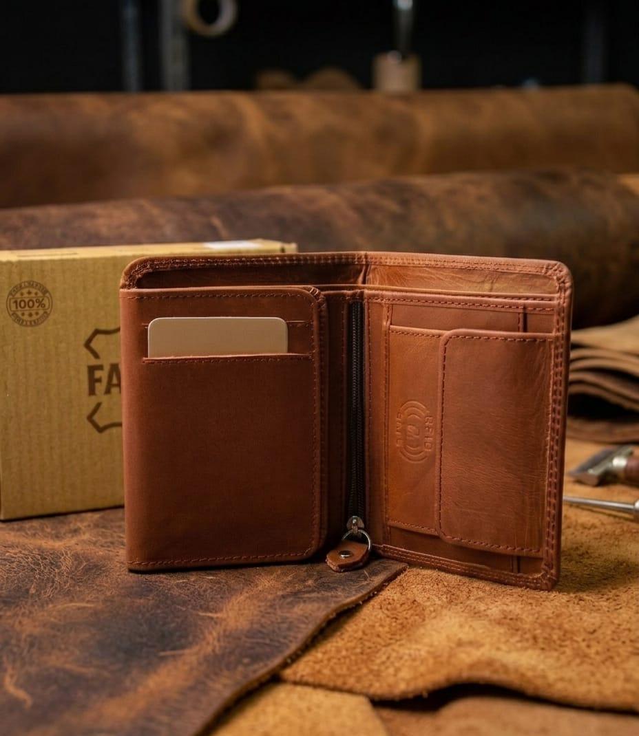 FAUMA Premium Men’s Genuine Leather Wallet – Handcrafted Classic Bifold