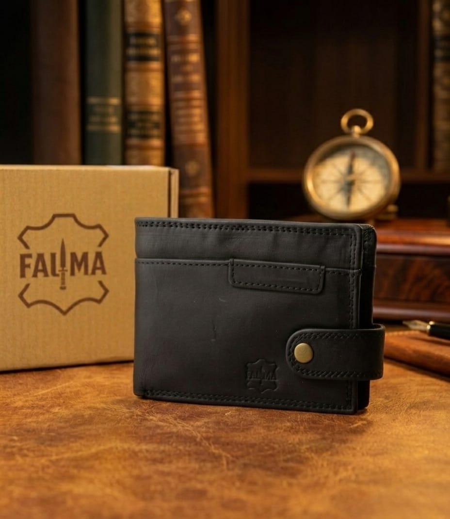 Classic Handcrafted Genuine Leather Bi-Fold Wallet with Secure Snap Closure