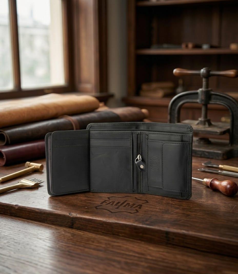 FAUMA Premium Men’s Genuine Leather Wallet – Handcrafted Classic Bifold