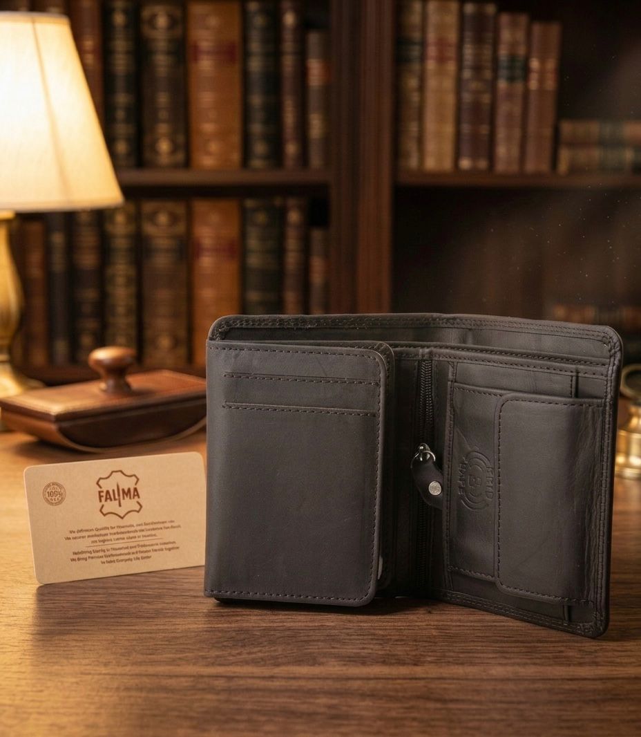 FAUMA Premium Men’s Genuine Leather Wallet – Handcrafted Classic Bifold