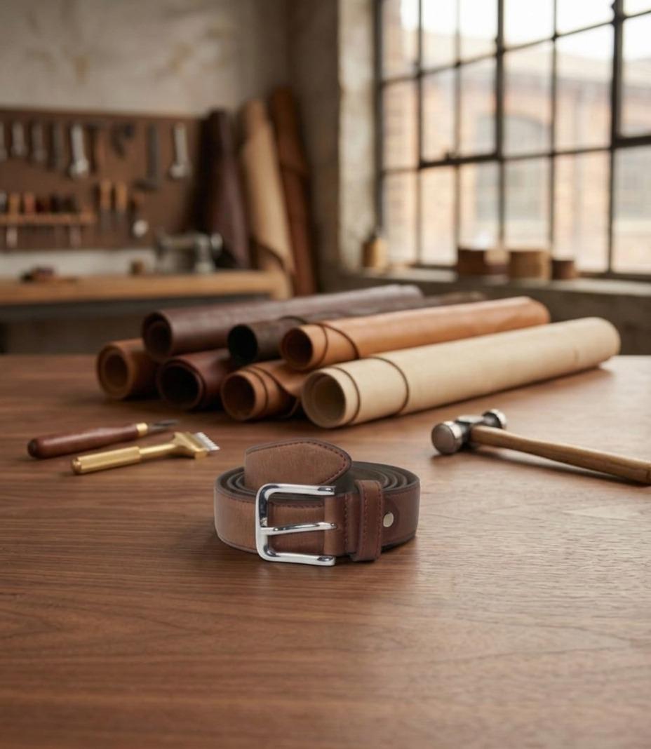 Premium Men’s Textured Genuine Leather Belt – Heritage Tan Brown