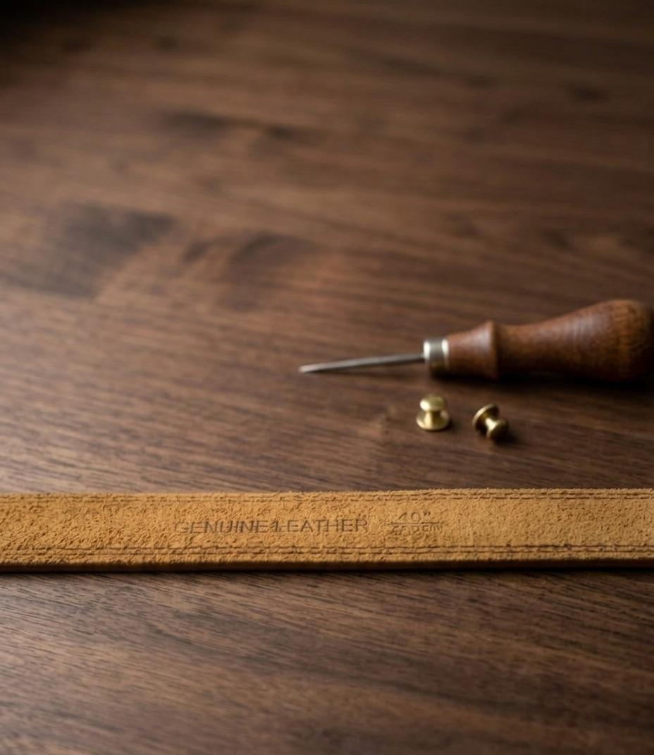 Premium Men’s Textured Genuine Leather Belt – Classic Tan