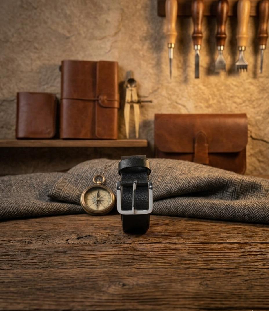 Formal Men’s Genuine Leather Belt – Sleek Midnight Black