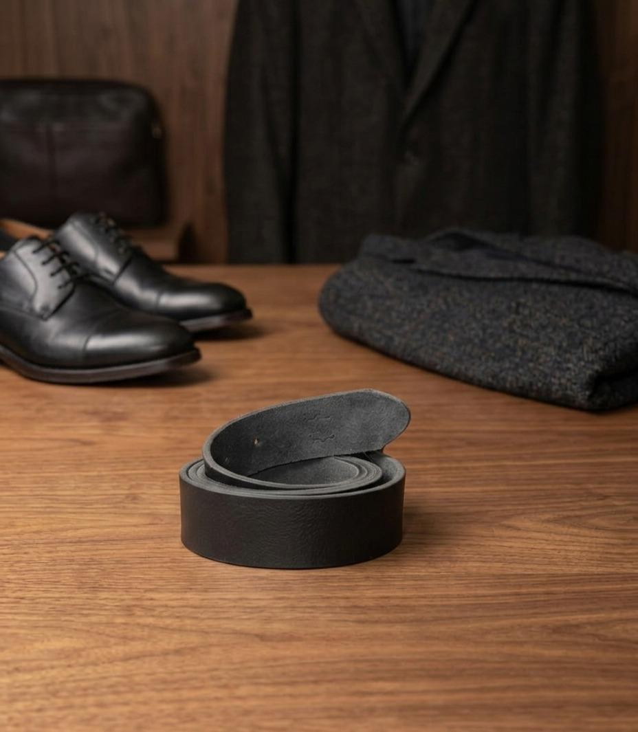 Formal Men’s Genuine Leather Belt – Sleek Midnight Black