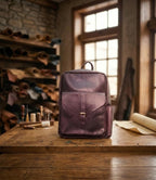 Handcrafted Cherry Red Genuine Leather Backpack | Minimalist Urban Travel Bag