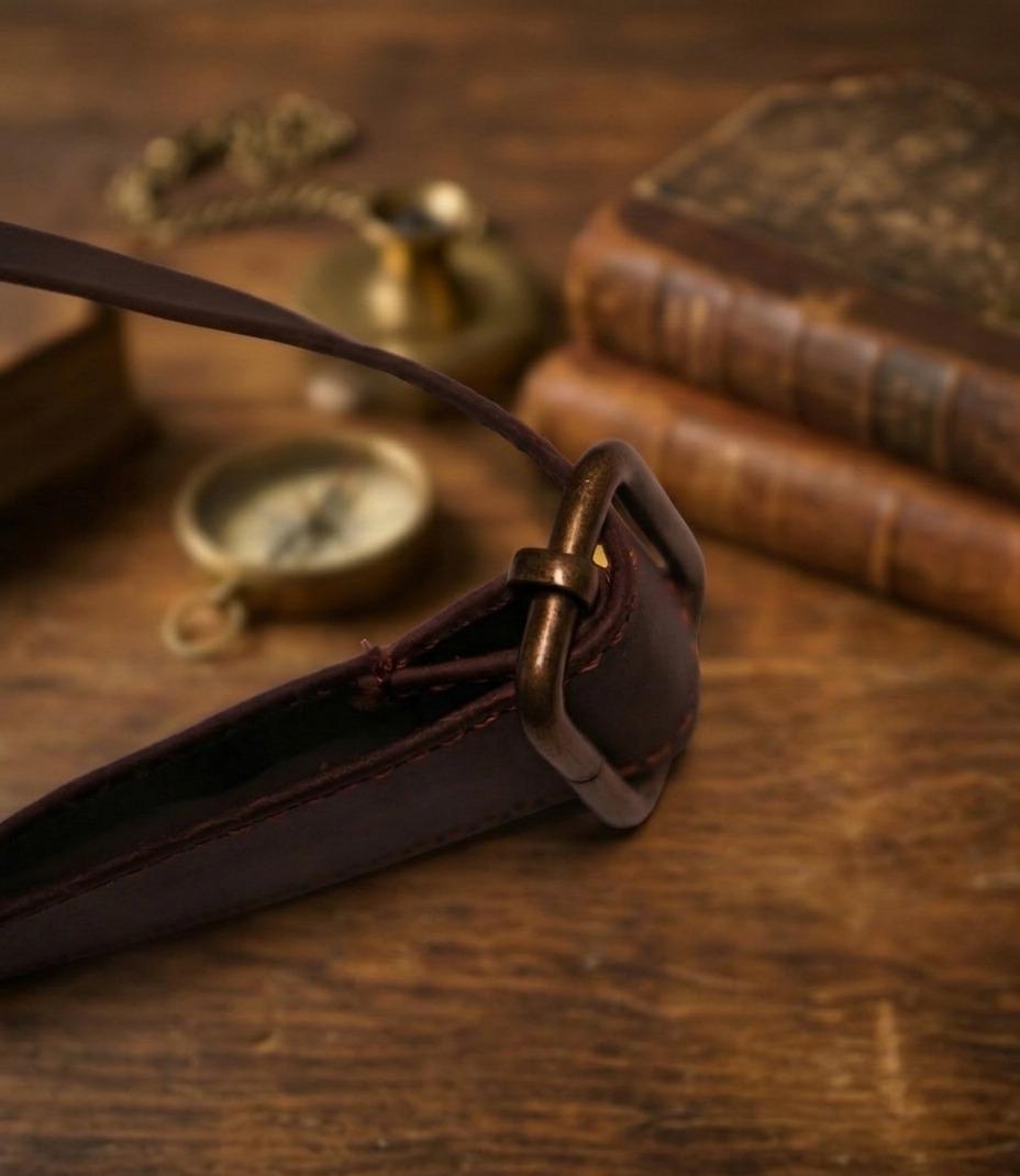 Premium Genuine Leather Crossbody Messenger Bag - Classic Black