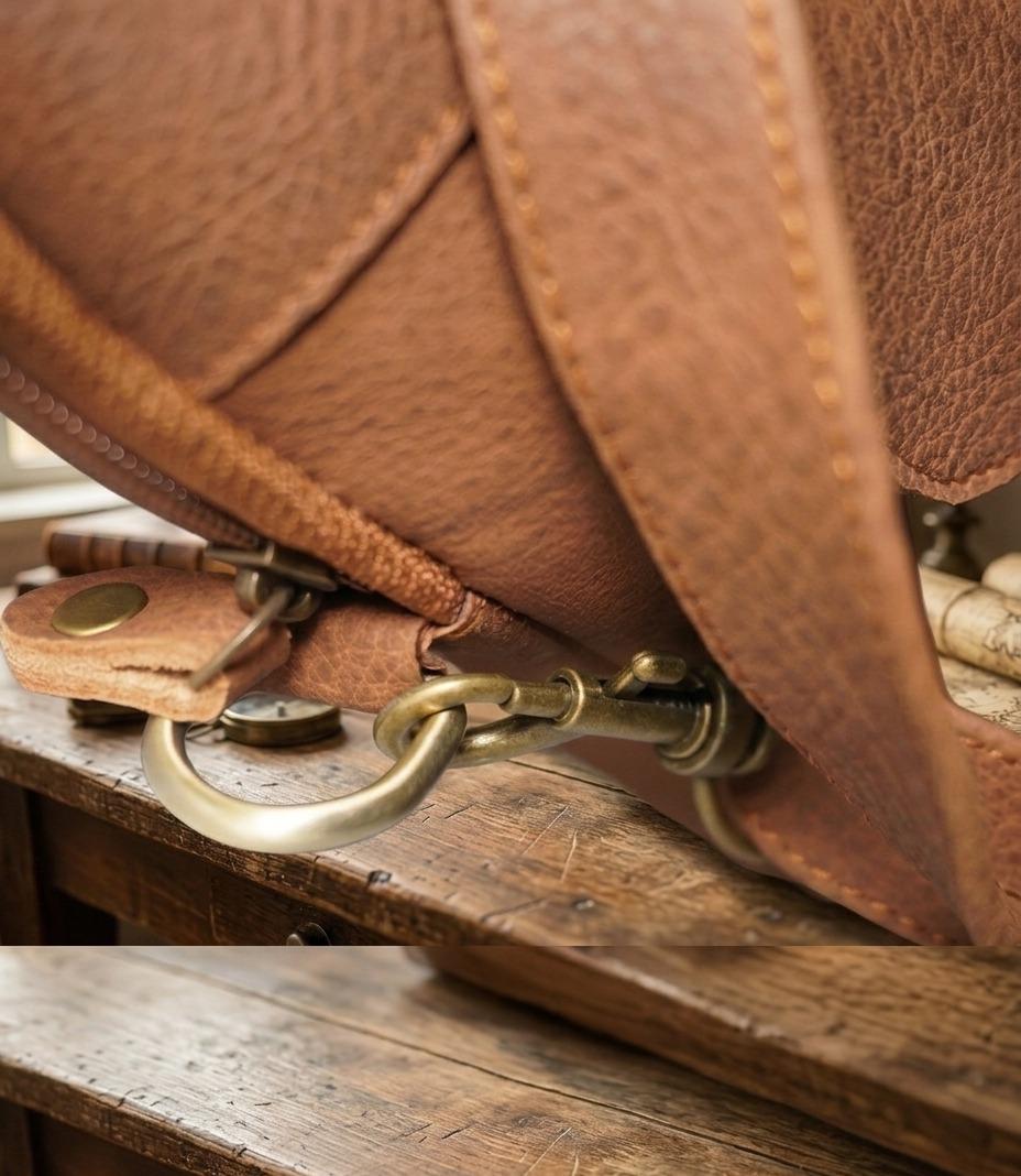 Premium Genuine Leather Crossbody Messenger Bag - Classic Black