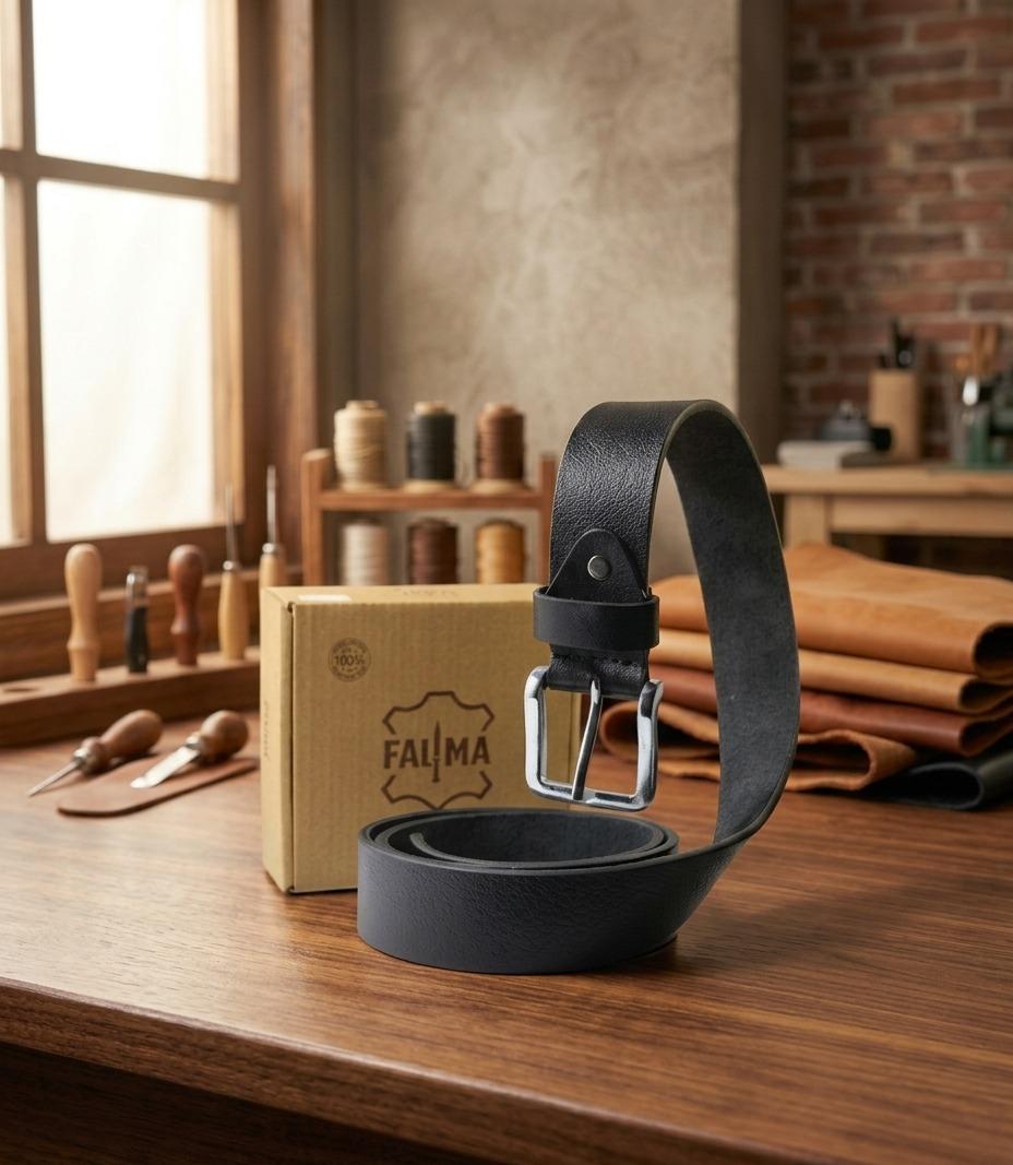 Formal Men’s Genuine Leather Belt – Sleek Midnight Black